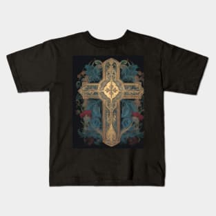 Gold Filigree Cross Kids T-Shirt